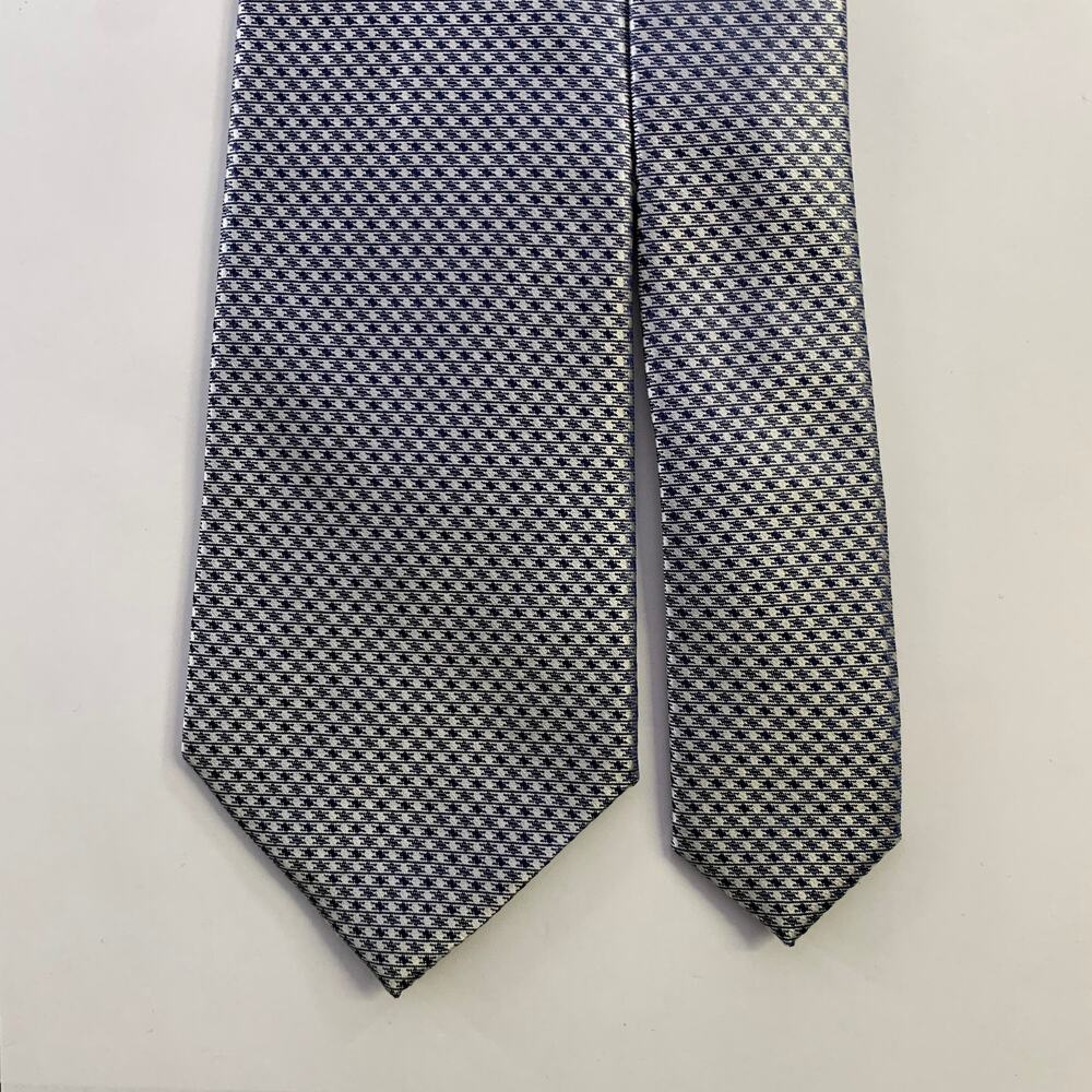 DOLCE & GABBANA  One Size Silver Black Houndstooth Silk Tie